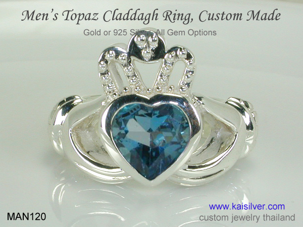 men's wedding ring blue topaz gemstone
