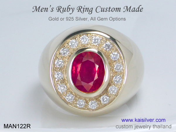 ring with ruby and diamond for men