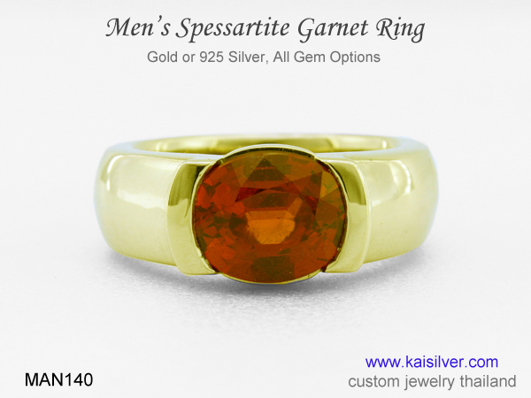 man wedding ring garnet spessartite