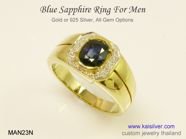 sapphire gold wedding ring for men