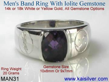 men's ying yang ring iolite