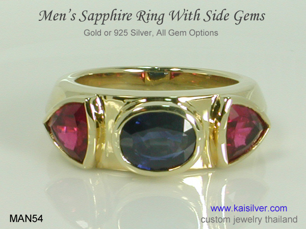 sapphire gemstone ring for men silver or gold