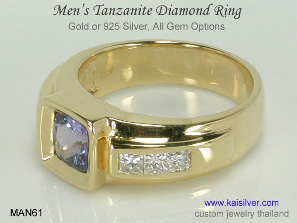 men's gemstone band ring 