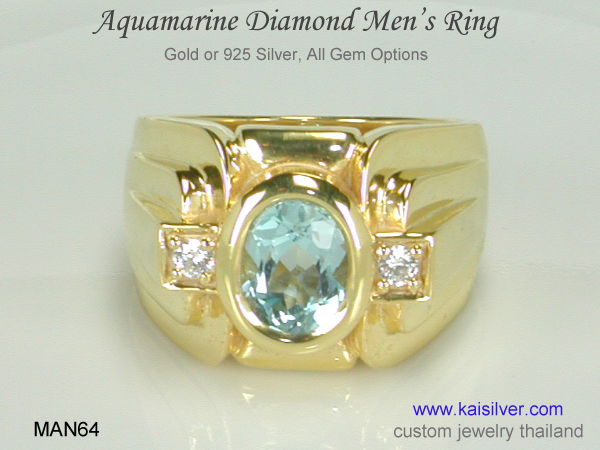 aquamarine diamond ring for men