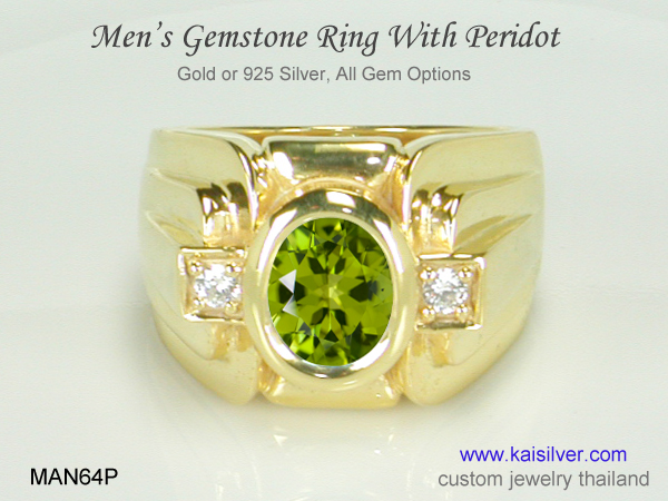 man wedding ring green gemstone 