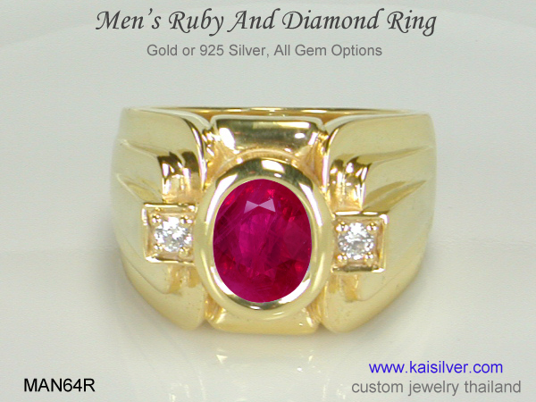 men's gold wedding ring with ruby