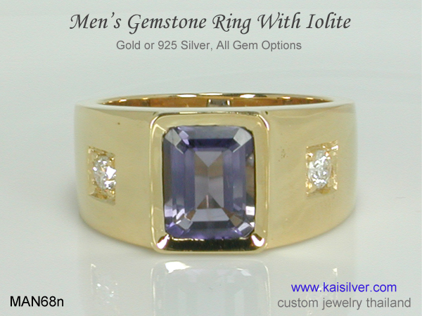 men's wedding ring iolite diamond